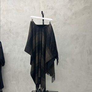 Plaid Fringe Poncho